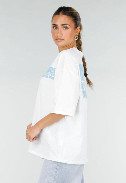 NEW290426 Wit T-shirt met Blauwe Backprint