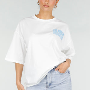 NEW290426 Wit T-shirt met Blauwe Backprint