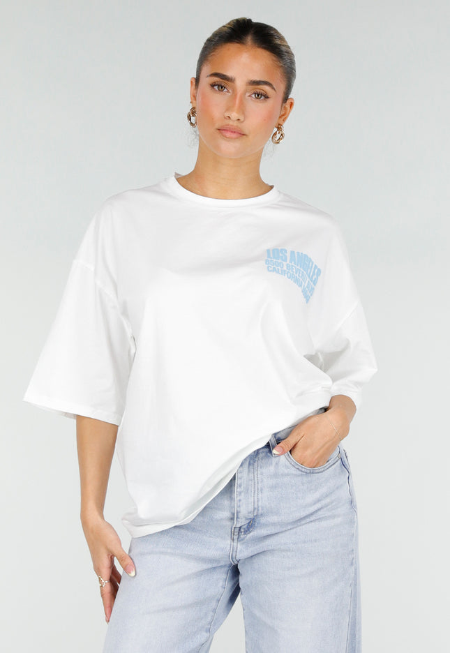 NEW290426 Wit T-shirt met Blauwe Backprint