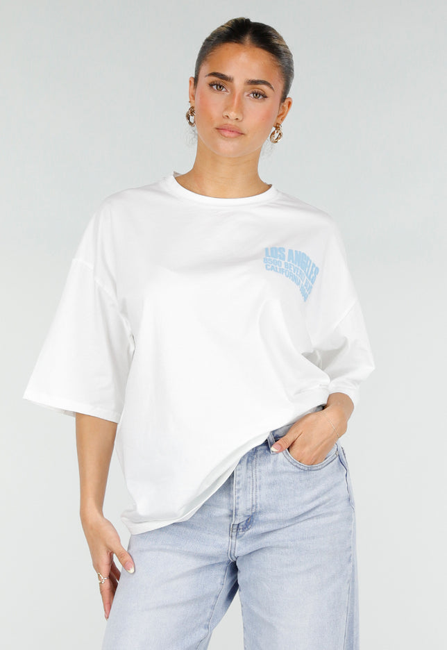 NEW290426 Wit T-shirt met Blauwe Backprint