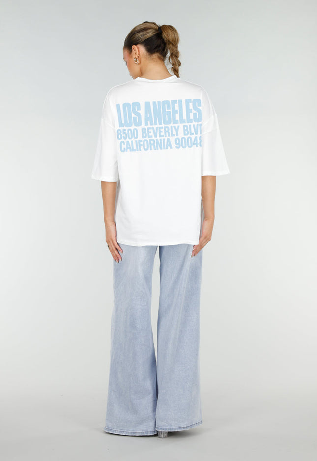 NEW290426 Wit T-shirt met Blauwe Backprint