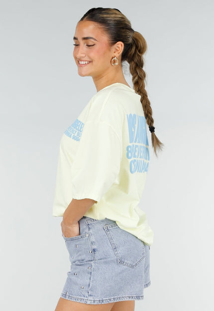 NEW290426 Lichtgeel Oversized T-shirt met Tekst