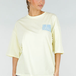 NEW290426 Lichtgeel Oversized T-shirt met Tekst