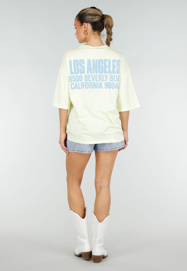 NEW290426 Lichtgeel Oversized T-shirt met Tekst