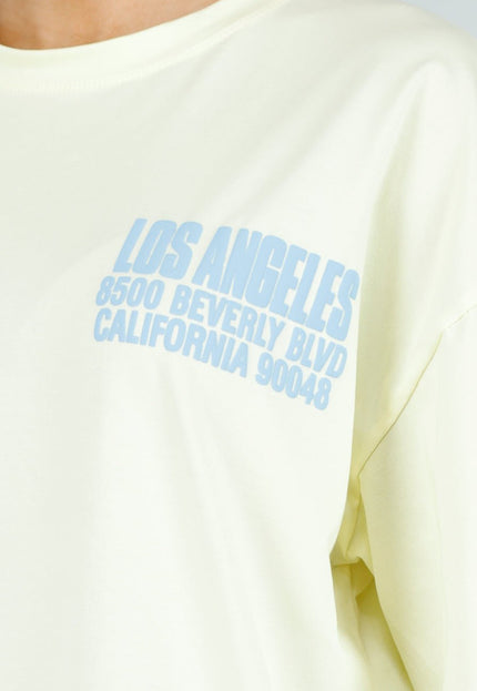 NEW290426 Lichtgeel Oversized T-shirt met Tekst