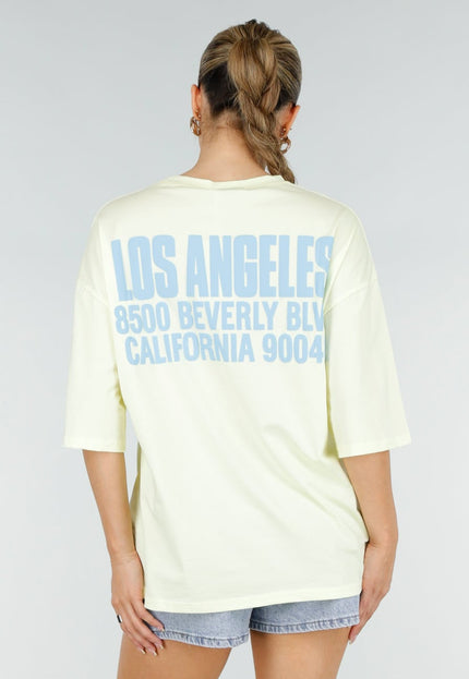 NEW290426 Lichtgeel Oversized T-shirt met Tekst