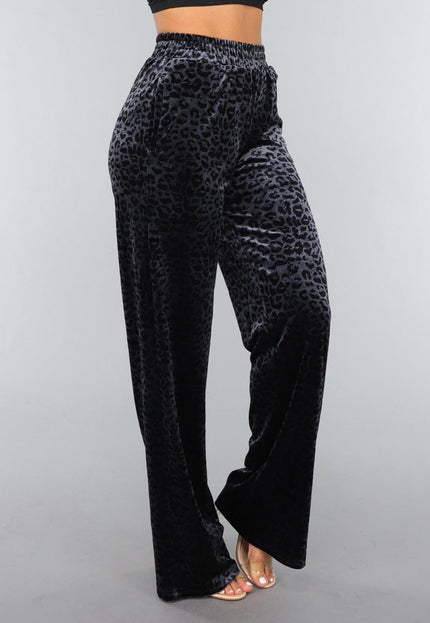 OP=OP.03.S Navy Velours Pantalon met Panterprint