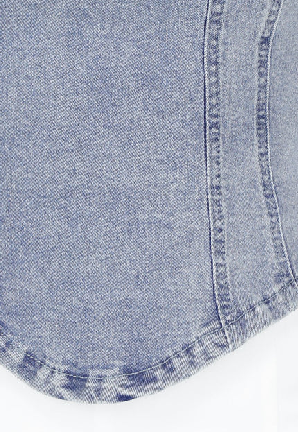 NEW010426 Blauwe Denim Korset Top