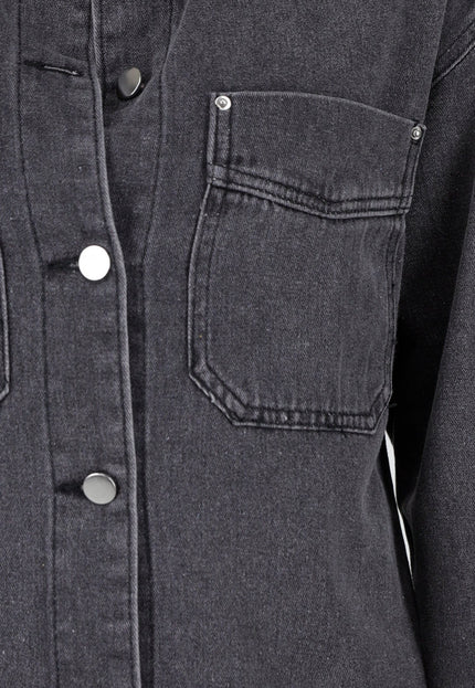 NEW010426 Grijze Denim Blouse met Drukknopen