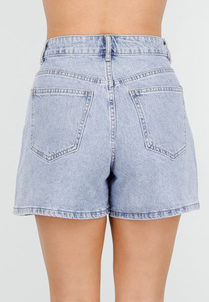 NEW010426 Lichtblauwe Denim Shorts met Studs
