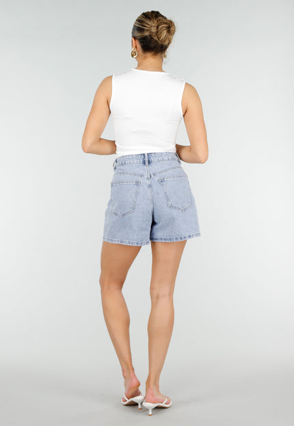 NEW010426 Lichtblauwe Denim Shorts met Studs