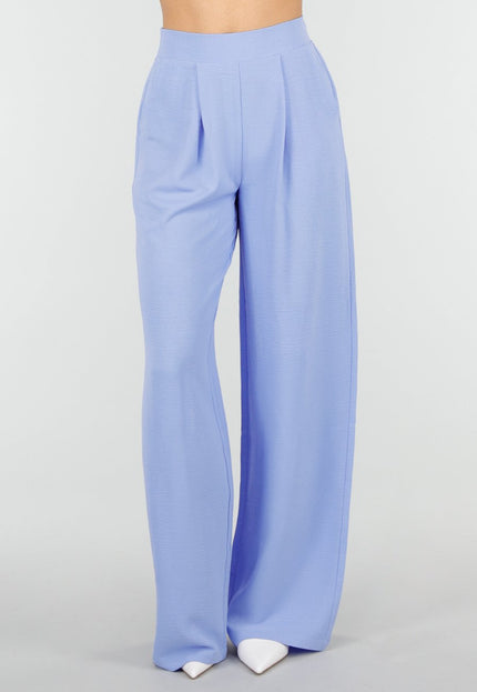 NEW010426 Lichtblauwe Wide Leg Linnenlook Broek