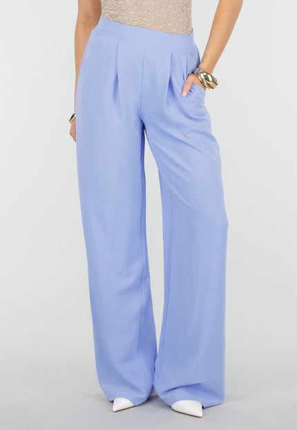 NEW010426 Lichtblauwe Wide Leg Linnenlook Broek