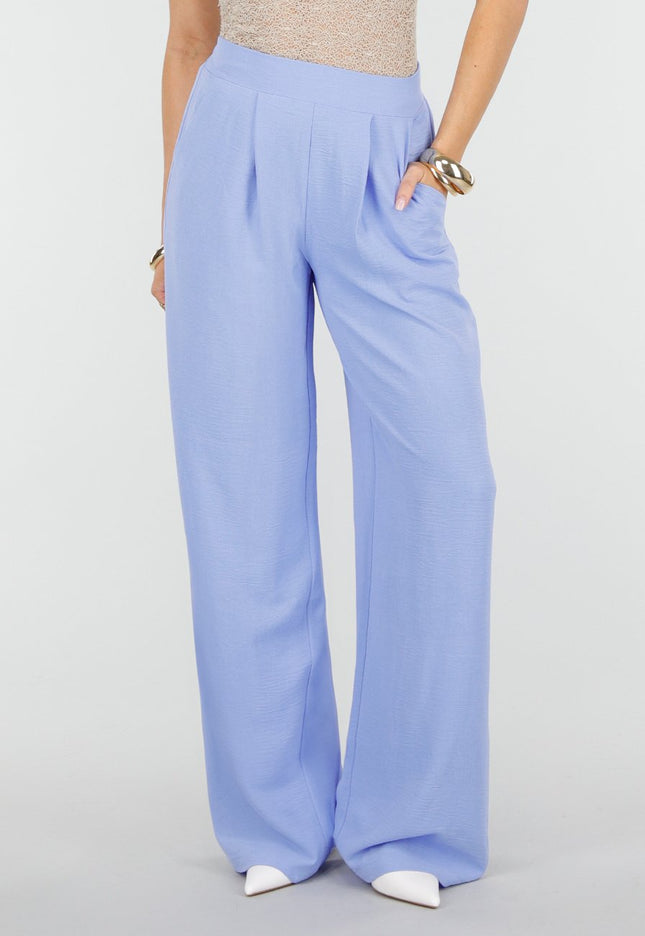 NEW010426 Lichtblauwe Wide Leg Linnenlook Broek