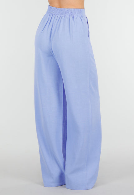NEW010426 Lichtblauwe Wide Leg Linnenlook Broek