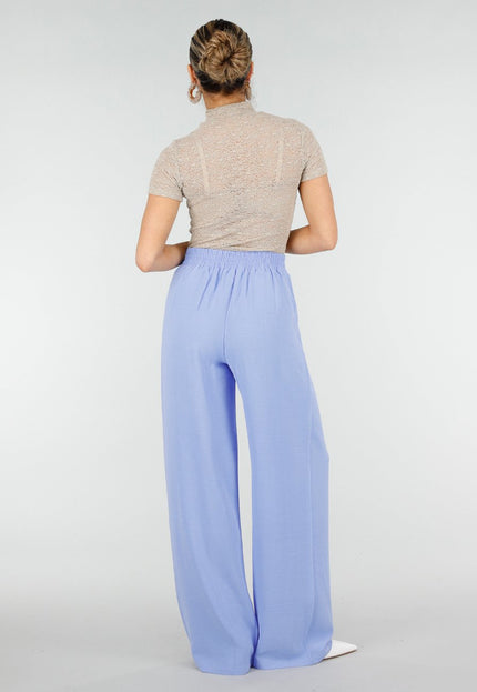 NEW010426 Lichtblauwe Wide Leg Linnenlook Broek