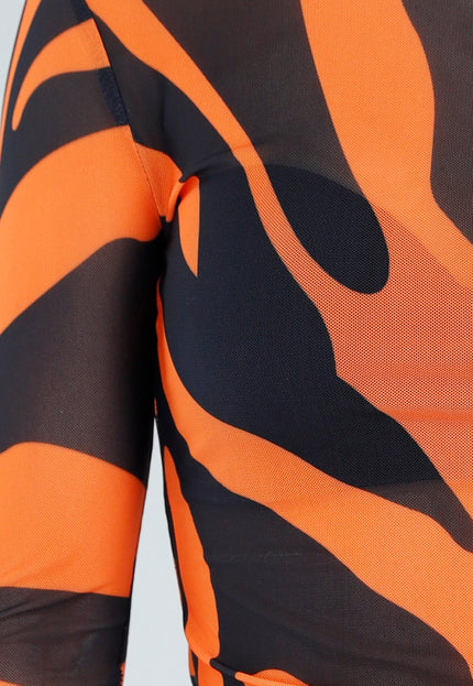 ORANJE-F Oranje Mesh Zebraprint Top