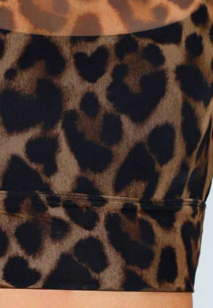 NEW010426 Padded Leopard Mesh Crop Top