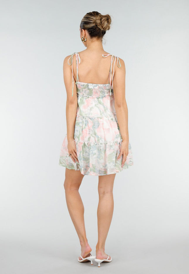 NEW010426 Pastel Bloemenprint Mini Jurkje