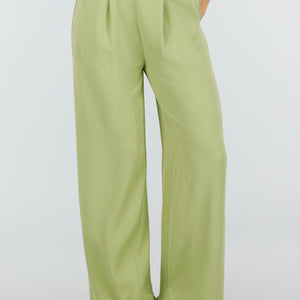 NEW010426 Petite Groene Linnenlook Pantalon