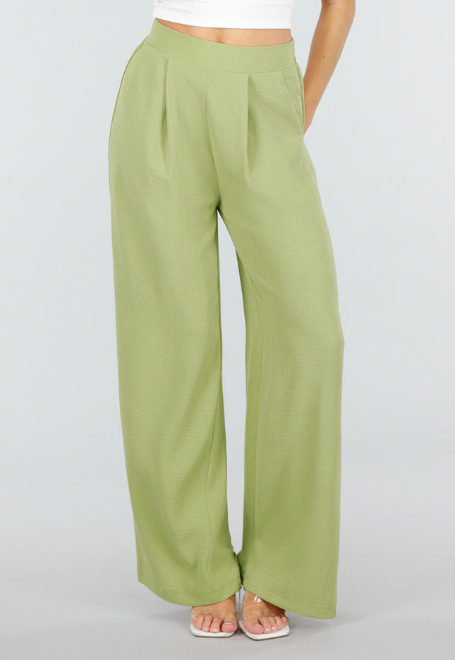 NEW010426 Petite Groene Linnenlook Pantalon