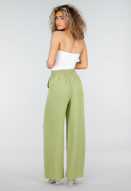 NEW010426 Petite Groene Linnenlook Pantalon