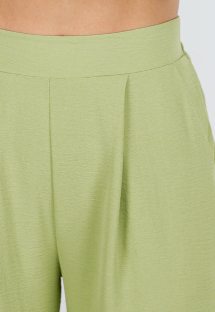 NEW010426 Petite Groene Linnenlook Pantalon
