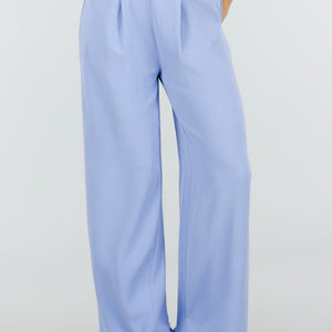 NEW010426 Petite Lichtblauwe Linnenlook Stretch Pantalon