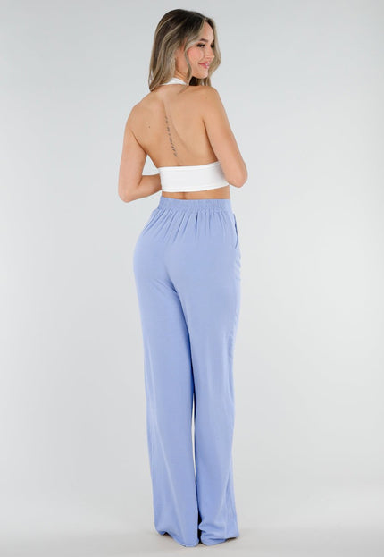 NEW010426 Tall Lichtblauwe Linnenlook Pantalon