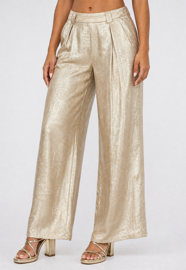 NEW010726 Gouden Wide Leg Pantalon