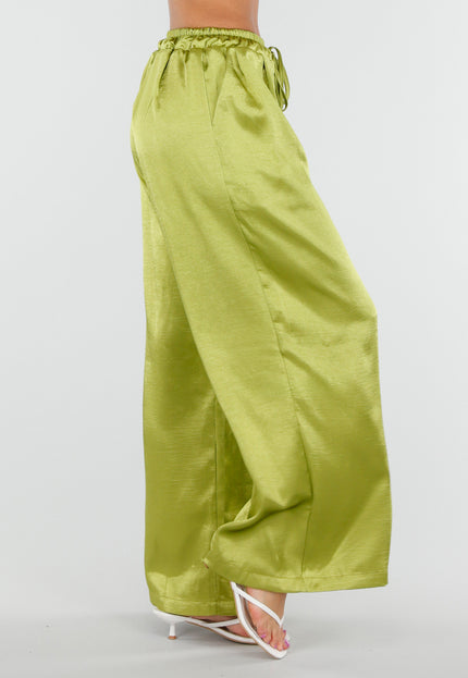NEW010726 Limoengroene Satijnen Pantalon