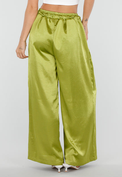 NEW010726 Limoengroene Satijnen Pantalon