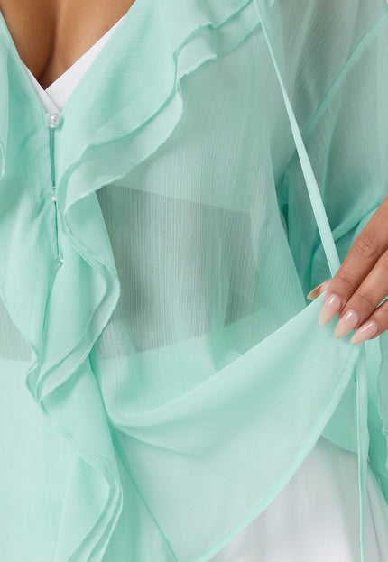 NEW010726 Mintgroene Chiffon Blouse met Ruches
