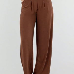 NEW010726 Tall Linnenlook Bruine Pantalon