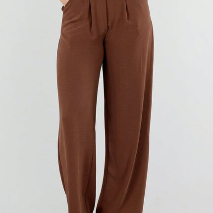 NEW010726 Tall Linnenlook Bruine Pantalon