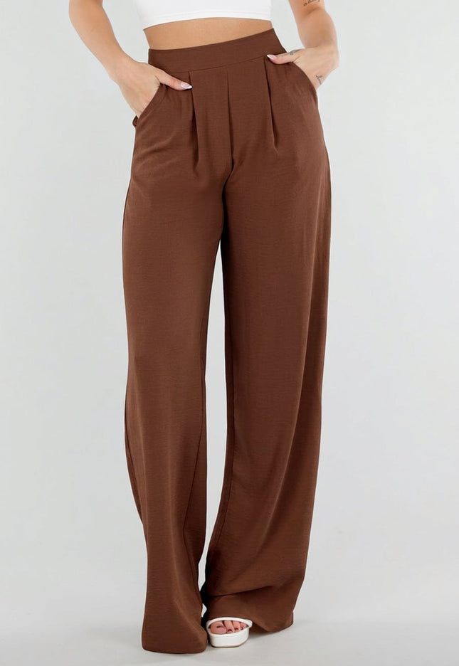 NEW010726 Tall Linnenlook Bruine Pantalon