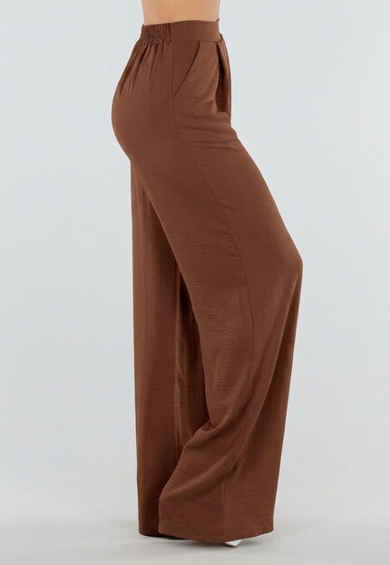 NEW010726 Tall Linnenlook Bruine Pantalon