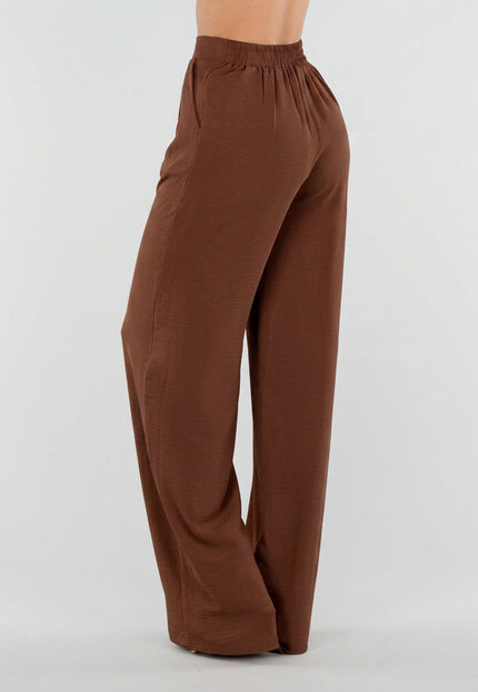 NEW010726 Tall Linnenlook Bruine Pantalon