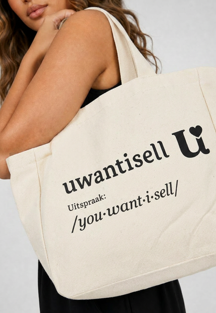 NEW010726 Uwantisell™ Crème Canvas Strandtas