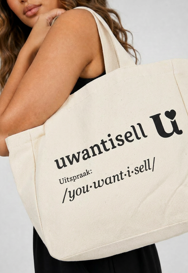 NEW010726 Uwantisell™ Crème Canvas Strandtas
