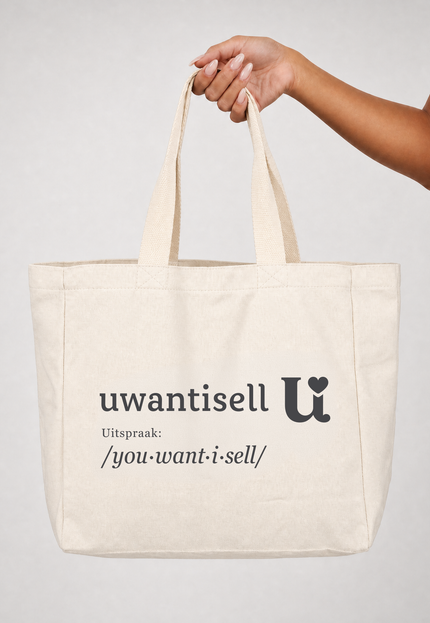 NEW010726 Uwantisell™ Crème Canvas Strandtas