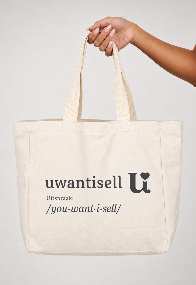 NEW010726 Uwantisell™ Crème Canvas Strandtas