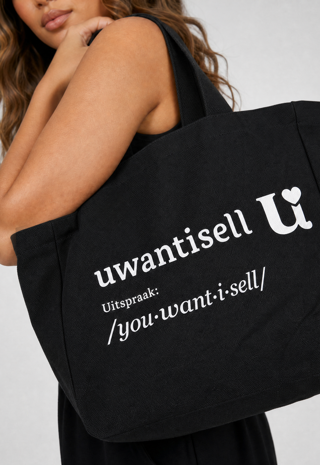 NEW010726 Uwantisell™ Zwarte Canvas Shopper