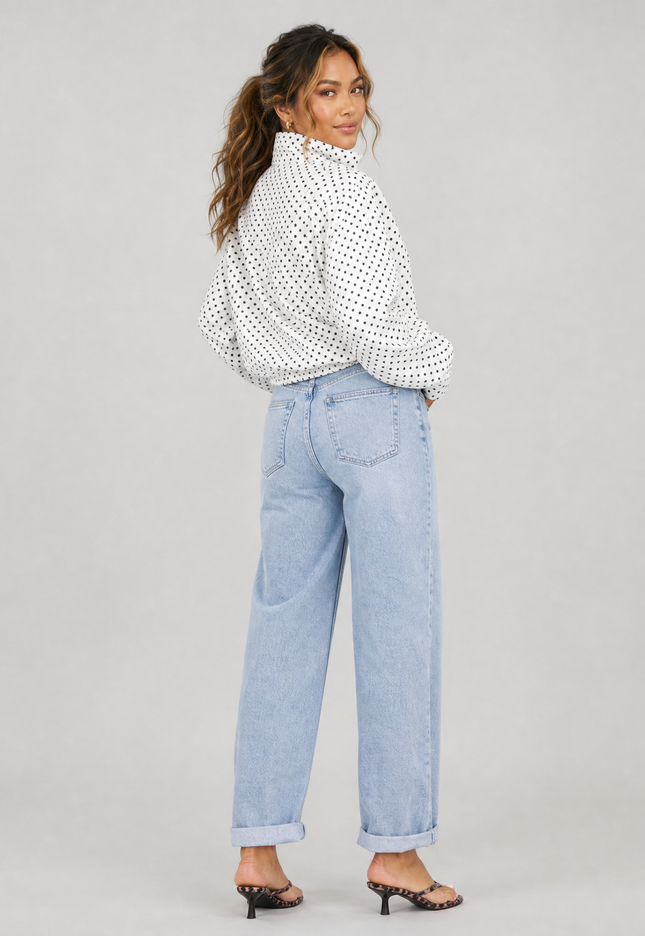 NEW010726 Wit Polkadot Jasje