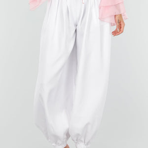 NEW010726 Witte Plooibroek met Elastische Boorden
