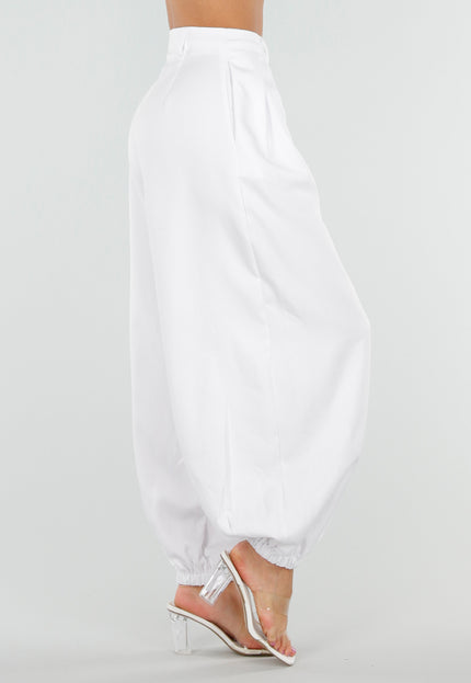 NEW010726 Witte Plooibroek met Elastische Boorden