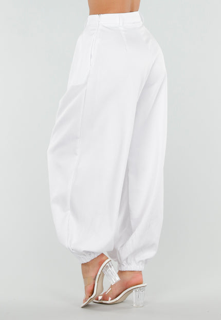 NEW010726 Witte Plooibroek met Elastische Boorden