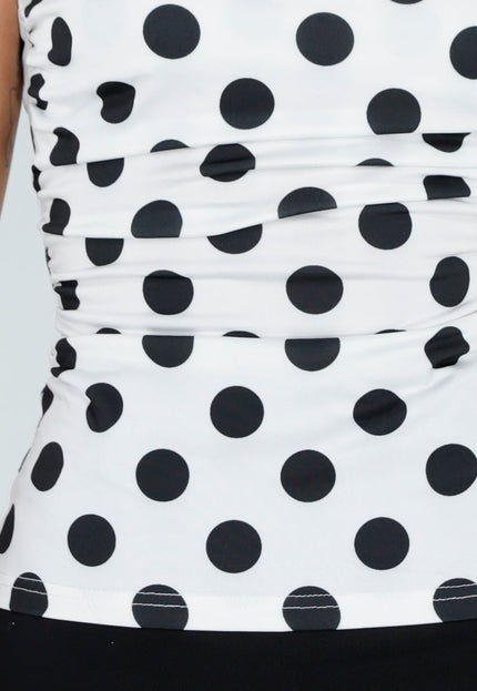 NEW010726 Witte Polkadot Top met Open Rug