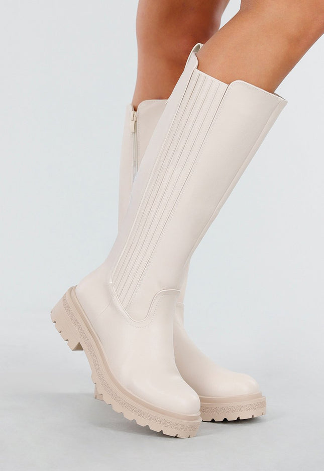 NEW011025 Beige Hoge Laarzen