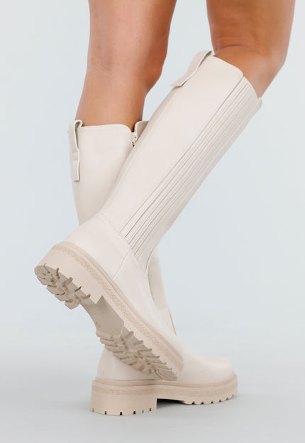 NEW011025 Beige Hoge Laarzen